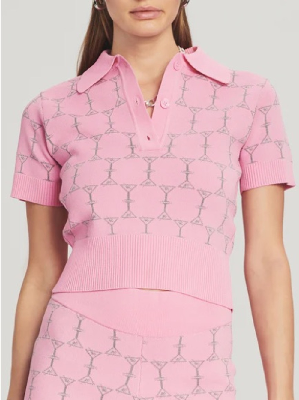 Retrofete Bondi Sweater Pink Martini Collared Top Women’s Size Small